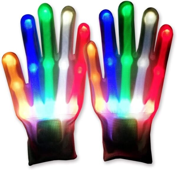 Light Up Gloves, LED Gloves with 5 Colors 6 Modes for Dance,