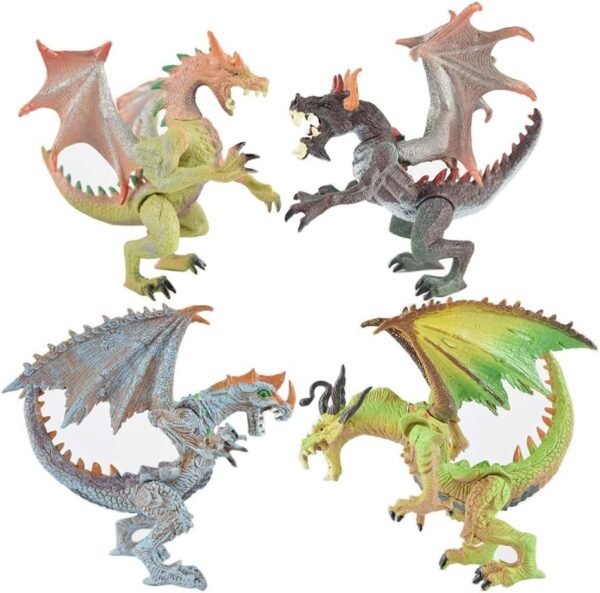 Rich Boxer 4 Pcs Premium Dragon Model, Realistic Looking Dragon Figure, 4.7-5.1