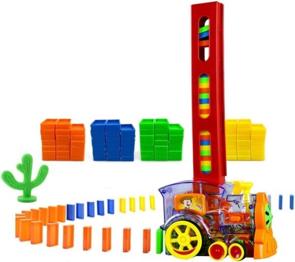 80 Pcs Domino Train Blocks Rally Electric Toy Set, Train Model with