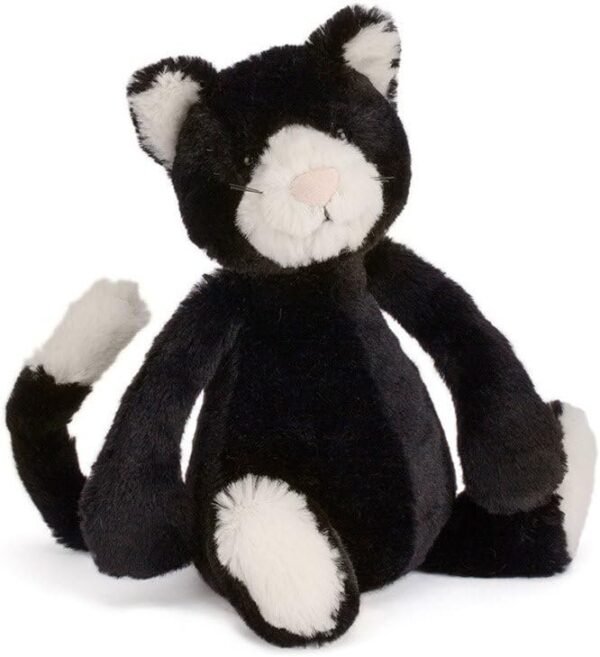 Jellycat Bashful Black and White Kitten Stuffed Animal, Small, 7 inches