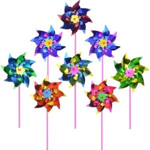 Yolyoo 100 Pcs Plastic Rainbow Pinwheel,Windmill Party Pinwheels DIY Pinwheels Set for
