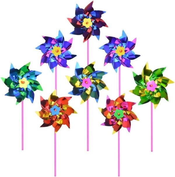Yolyoo 100 Pcs Plastic Rainbow Pinwheel,Windmill Party Pinwheels DIY Pinwheels Set for