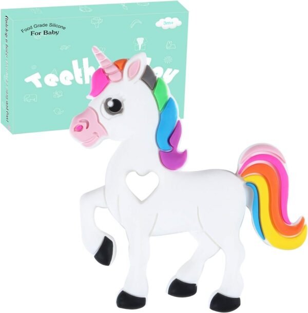 Baby Teething Toy, Bestwin Bendable & Freezer Friendly Unicorn Teethers, Soft Silicone,