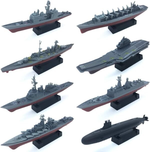 8 Sets 3D-Puzzle Model Battleship Aircraft Carrier Toy Submarine, Plastic Model Warships