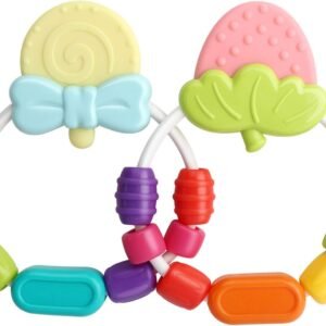 Zooawa Baby Soothing Teether Toy, 2 Pack Soft and Soothing Rattle Lollipop