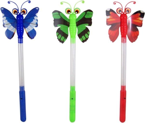 Assorted Color Light Up Butterfly Magic Wand Toy, 15 Inch, Pack of