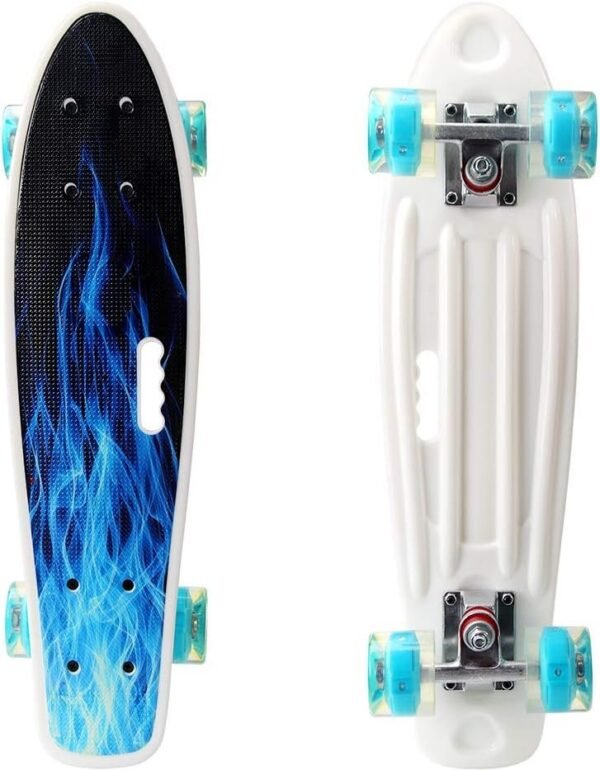 YF YOUFU 22/23 Inch Beginner Skateboard for Girls/Boys, Plastic Deck Cruiser Complete