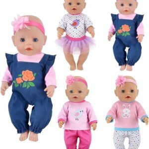 ebuddy 4 Sets Doll Clothes Include Top Skirt Jeans Pants Headband for