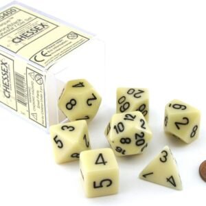 Chessex CHX25400 Dice-Opaque Ivory/Black Set, Multicolor Kit Toy Fun Kids
