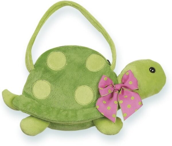 Bearington Pokey Carrysome, Girls Plush Turtle Stuffed Animal Purse, Handbag 7 inches