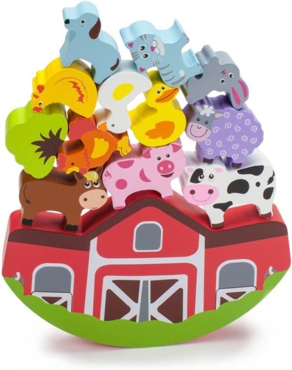 Imagination Generation Wooden Wonders Balancing Block Barnyard Playset 13 Pieces