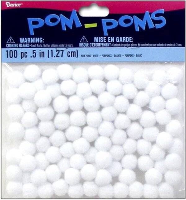 Darice Pom Poms 1/2 100/Pkg White Kit Toy Fun Kids