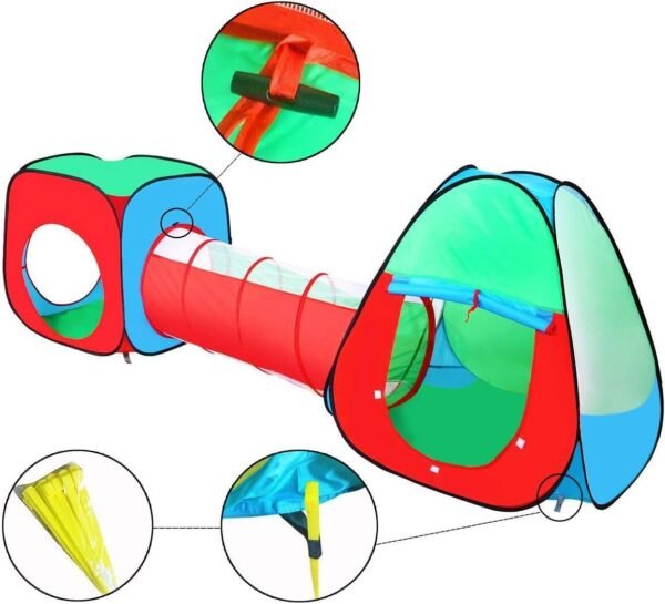 TRAVER DREAM Foldable Pop Up Kids Play Tent with Crawl Tunnel&Ball Pit