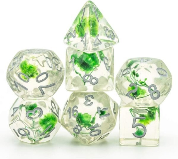 Green Flowers Dice Sets Polyhedral DND Dice for Dungeons and Dragons Role-Playing