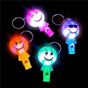 Kicko 2 Inch Light-up Smile Face Whistle Keychain - 12-Pack Mini Backpack