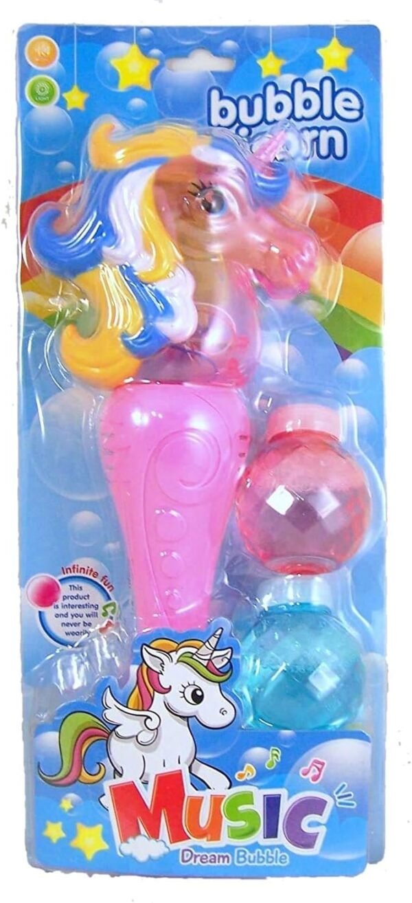 Unicorn Bubble Wand with LED Light Up Electric Glow, 13 Inch Pink
