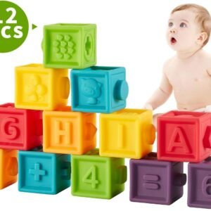 Bu-buildup BBU.02.001 Squeeze Baby Blocks, Soft Building Blocks for Toddlers, Teething Chewing