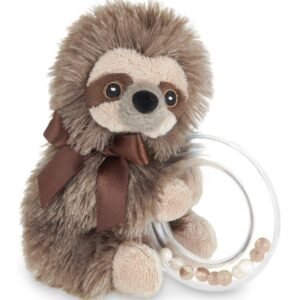 Bearington Baby Lil Speedy Plush Stuffed Animal Sloth Shaker Rattle Ring Rattle,