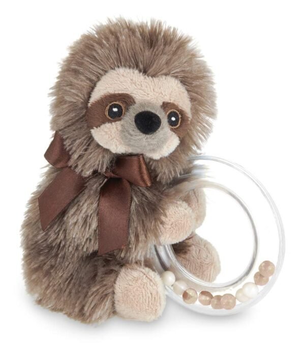 Bearington Baby Lil Speedy Plush Stuffed Animal Sloth Shaker Rattle Ring Rattle,