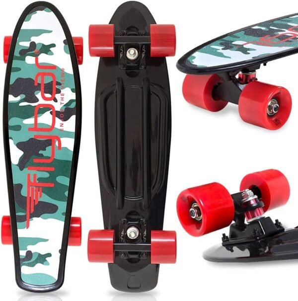 Flybar 22 Skateboard for Kids, Beginners - Plastic Cruiser Non-Slip Deck Multiple