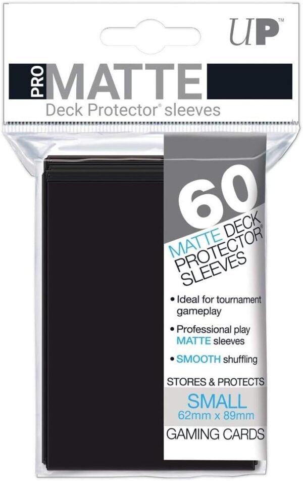 Ultra Pro 60ct Pro-Matte Black Small Deck Protectors, black, small