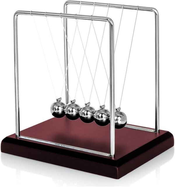 Oruuum Classic Newton Pendulum Ball - Brown Base, Balance Ball, Desktop Entertainment