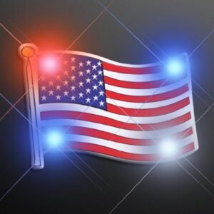USA American Flag LED Bright Light Up Flashing Pins Assortment Set of