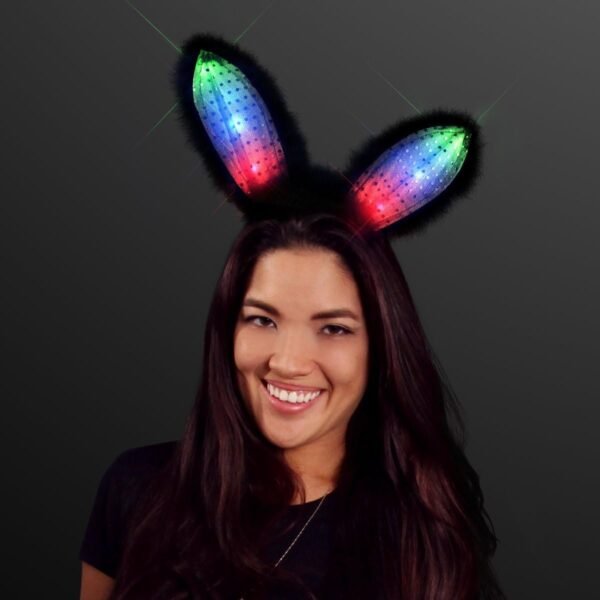 FlashingBlinkyLights Light Up Bunny Ears Headband Black Kit Toy Fun