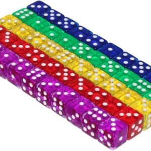 50 6-Sided Dice 16mm 5 Colors Kit Toy Fun Kids