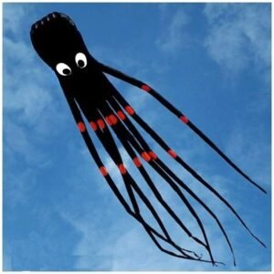 Amazonas Presentz Black 3D 24ft Large Octopus Paul Parafoil Kite Black with