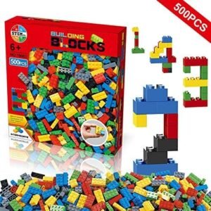 Building Blocks 500 Pieces Set, Building Bricks Creative DIY Interlocking Toy Set