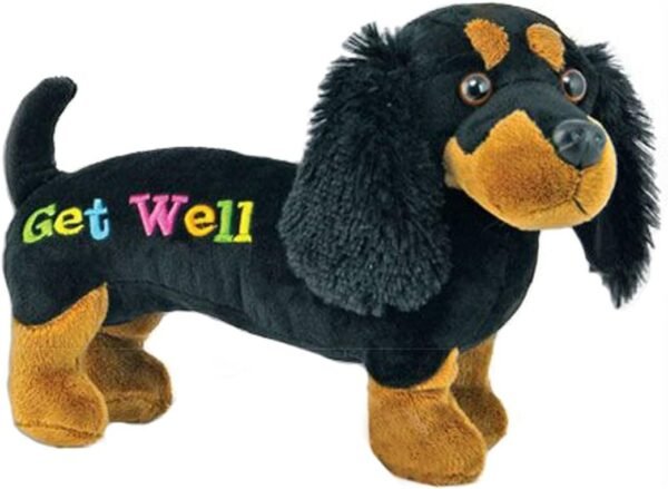Just4fun 12 GET Well Plush - Black Dachshund Dog - Gift for