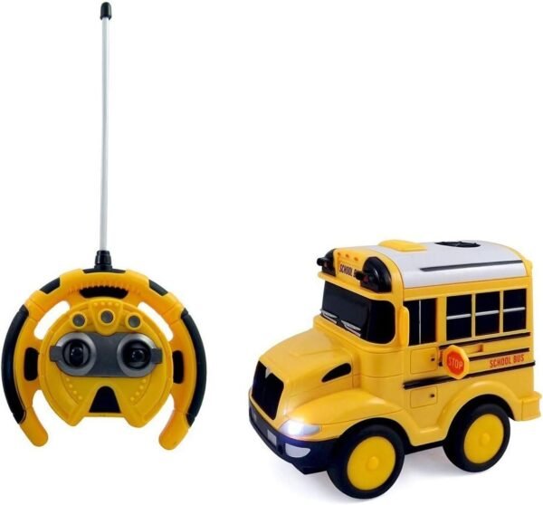 PowerTRC R/C School Bus Radio Control Toy Car for Kids Steering Wheel