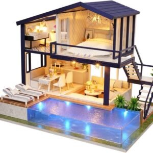 UniHobby DIY Miniature Dollhouse Kit Time Apartment DIY Dollhouse Kit with Wooden