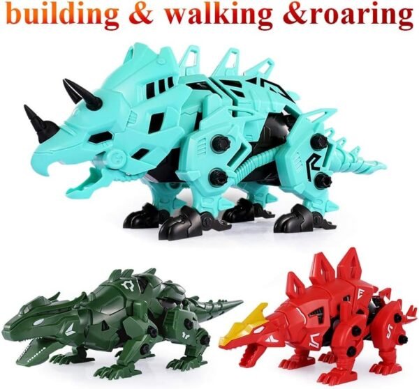 TEMI Construction Walking Dinosaur Toy, Build and Take Apart Triceratops 3D Model