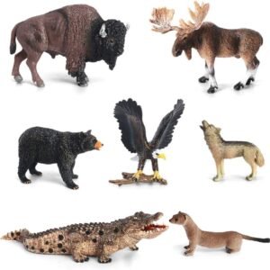 Volnau Animal Figurines Toys 7PCS North America Figures Zoo Pack for Toddlers