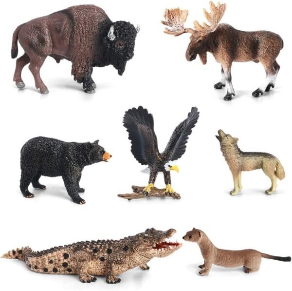 Volnau Animal Figurines Toys 7PCS North America Figures Zoo Pack for Toddlers