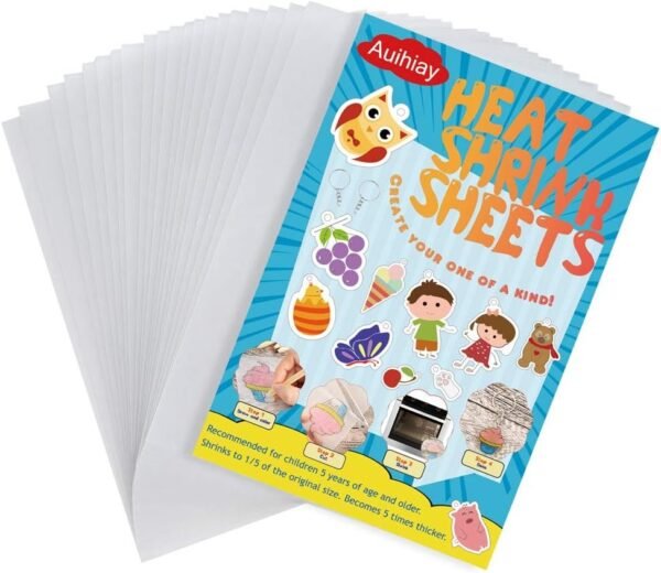 Auihiay 20 Pieces Sanded Shrink Plastic Sheets, Shrink Films Papers for Kids