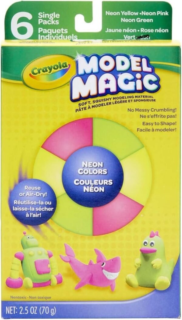 Crayola Model Magic, Neon Colors, Clay Alternative, 6 Single Pack, Model Magic