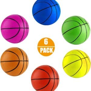 6INCH Rainbow Small Rubber Basketballs Replacement Thick Beach Pool Bouncy PU Balls