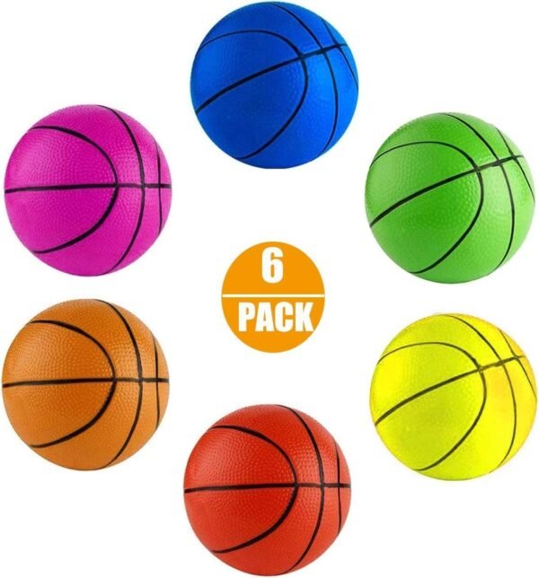 6INCH Rainbow Small Rubber Basketballs Replacement Thick Beach Pool Bouncy PU Balls