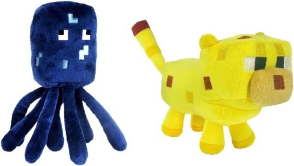 Set Of 2 Ocelot And Squid Minecraft Animal 7 Plush Toy Doll