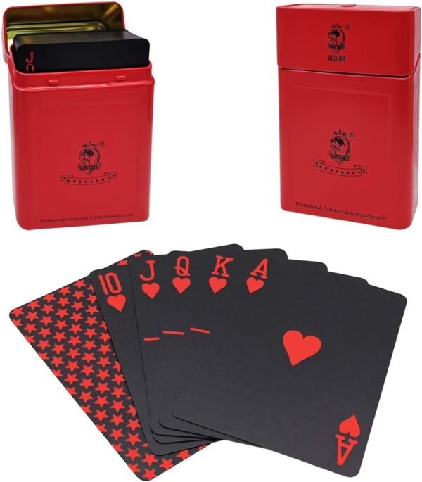 Acelion Waterproof Playing Cards, Black Plastic Playing Cards, Deck of Cards, Gift