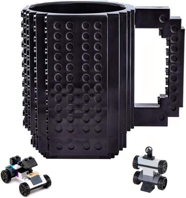 Build-On Brick Mug Set - Black 12oz 350ml Building Toy Cup Unique