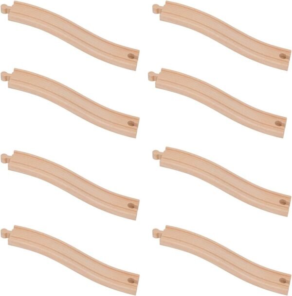 Orbrium Toys Wooden Train Ascending Tracks, Pack of 8 Compatible with All