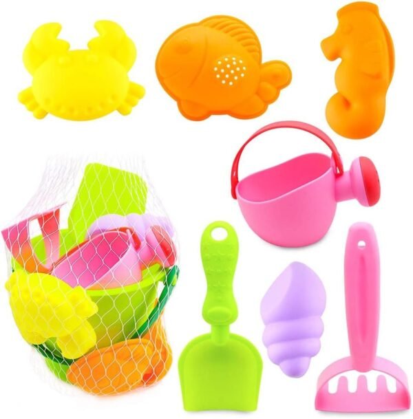 3 otters Kids Beach Sand Toy Set, 8PCS Sand Toys Beach Toys