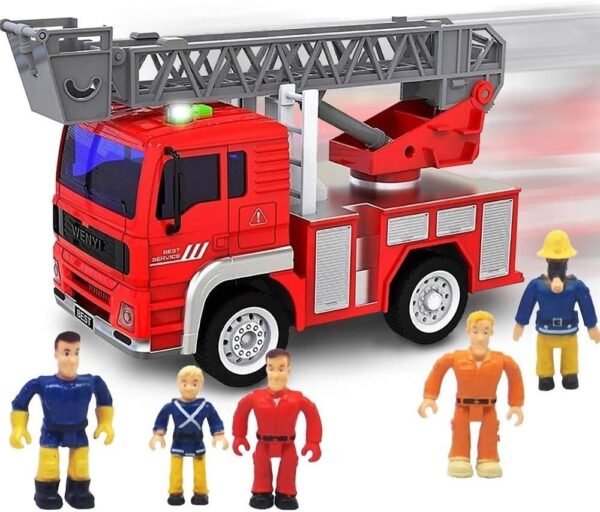 FUNERICA Toy Fire Truck with Lights and Sounds - Extendable Ladder -Powerful