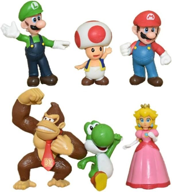 MAOMIA 6 Pcs Super Mario Brothers Birthay Cake Toppers, Super Mario Bros