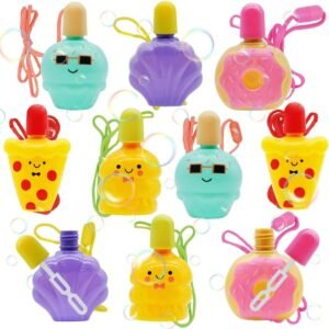 JOYIN 10 Bubble Wands with Food Donuts Bubble Bottle Solution 1.5 Fl