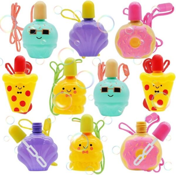 JOYIN 10 Bubble Wands with Food Donuts Bubble Bottle Solution 1.5 Fl